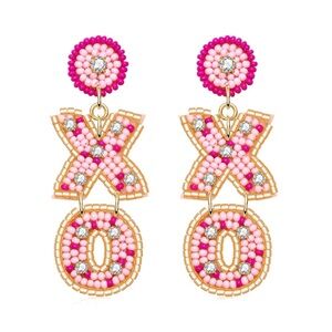 Valentines XO Beaded Drop Earrings
